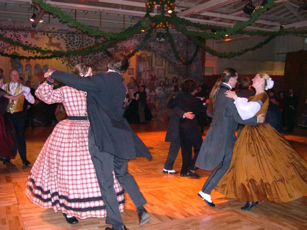 Dancing at Fezziwig's party, at The Dickens Christmas Fair, San Francisco 2002