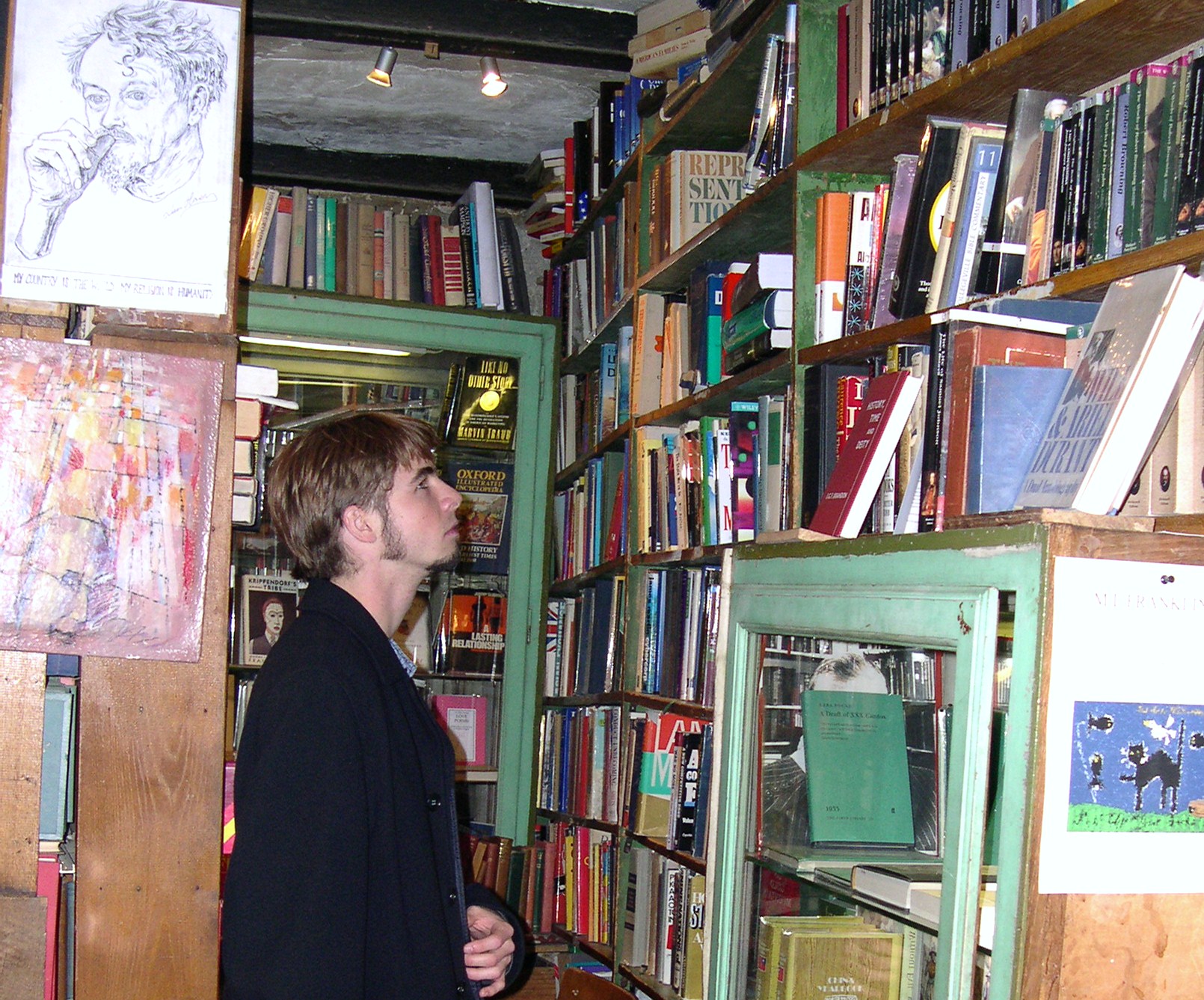 Drew at Shakespeare and Company bookstore, Paris 2005