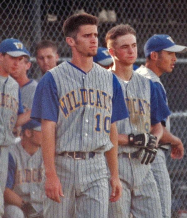Drew and his teammates after his final high school baseball game, a close and well-played loss