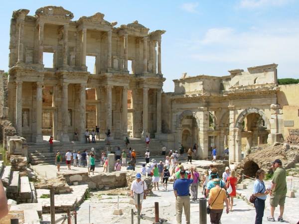 Tourists at the Library of Celsus, Ephesus 2008