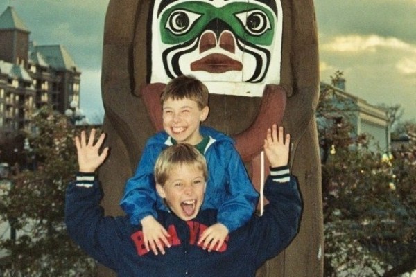 Our sons laugh it up in Victoria, British Columbia 1993