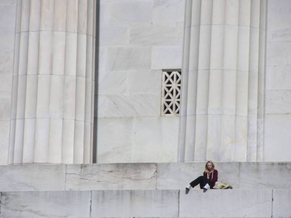 The Lincoln Memorial provides a space for solitude in crowded DC, April 2012