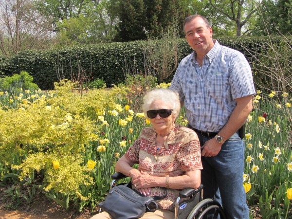 Mom had just had eye surgery, but with Jeff's help, she was able to enjoy a lovely day at the Atlanta Botanical Garden in March 2012