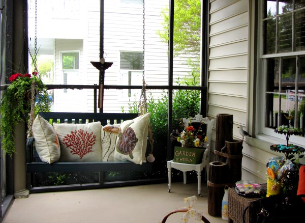 My friend Darla's porch, seen here in May 2013, is a favorite spot, always decorated for the season!