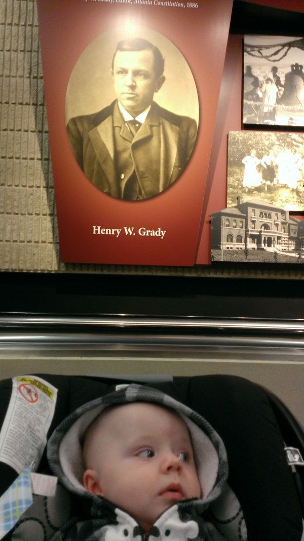 Grady with his namesake at ATL, just before boarding his first airline flight, January 3, 2014.