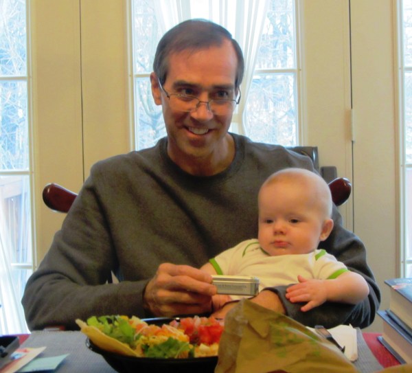 Jeff shows Grady his Johnny Cash knife, Jan 2014