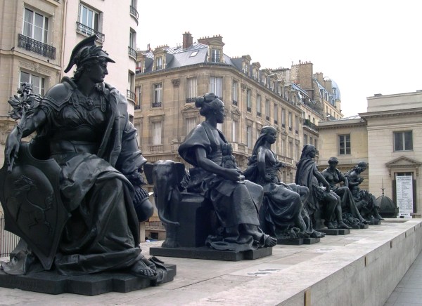 The statues of the six continents at the Esplanade du Musée d'Orsay, Paris, September 2005