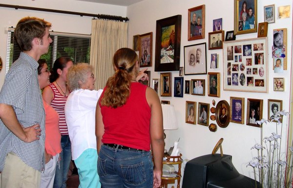 Teens from church visit a senior member's home and take a closer look at her life. Fairfield, CA, August 2003.