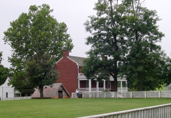 Jeff stands in front of the reconstructed McLean House, where Lee surrendered to Grant. Appomattox Court House, Virginia, July 2005