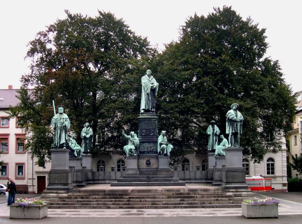 This monument honors Martin Luther and other leaders of the Protestant Reformation. Worms, Germany, August 2005