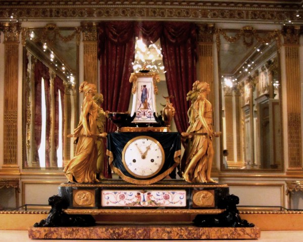This clock came from Queen Marie-Antoinette's private sitting room at the Tuileries Palace, Paris; photographed on display at the Corocoran Gallery of Art, Washington, DC, September 2013.