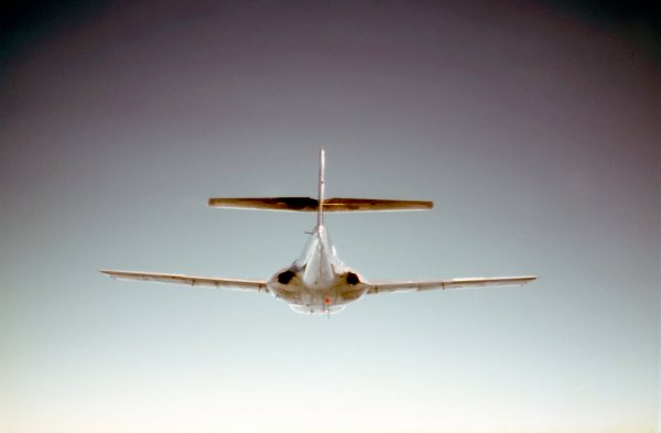 Eric took this photo from the cockpit of his T-37 while flying in close-trail formation. Too close for comfort!