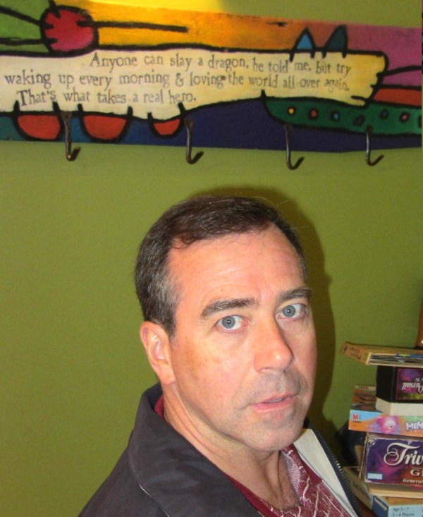 Jeff didn't see this sign over his head, but I did.  Bar Harbor, June 2012