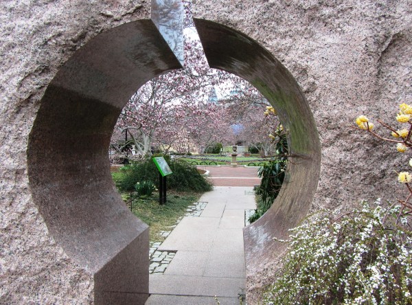 Carved into stone, a narrow but passable gate.  The Smithsonian Institution, Washington DC, March 2013