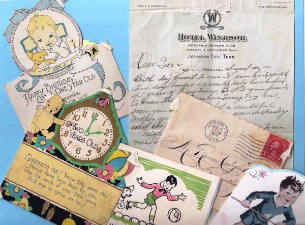 These memories are among the photos and cards saved by Daddy's mother. I re-discovered them on an recent trip home in March, 2014.