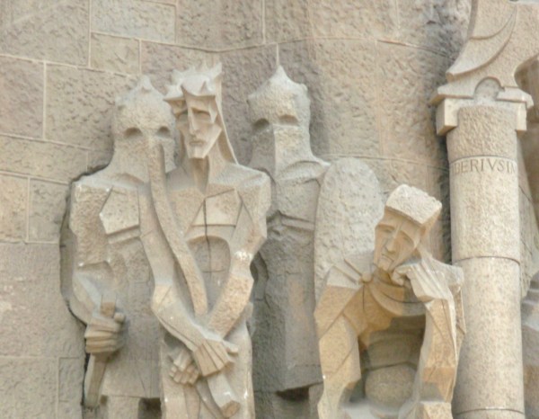 At Barcelona's Sagrada Familia, photographed May 2008, exterior sculptures tell the story of Jesus.  