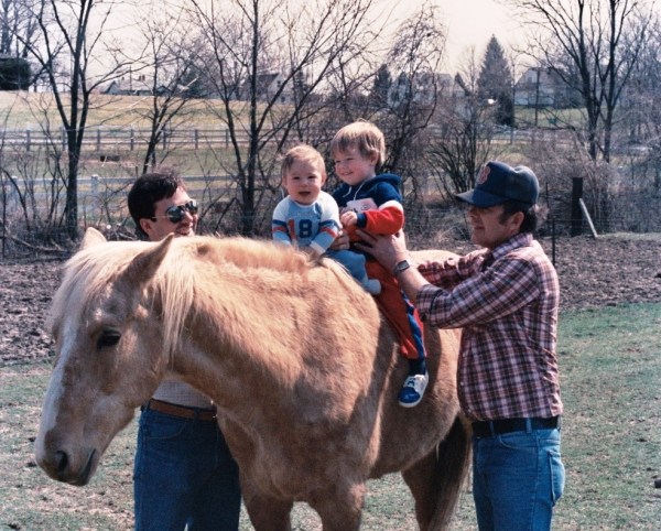 Jeff, Matt and Drew at a friend's farm in Dayton, Ohio, Jeff's first Air Force assignment. Late summer, 1986