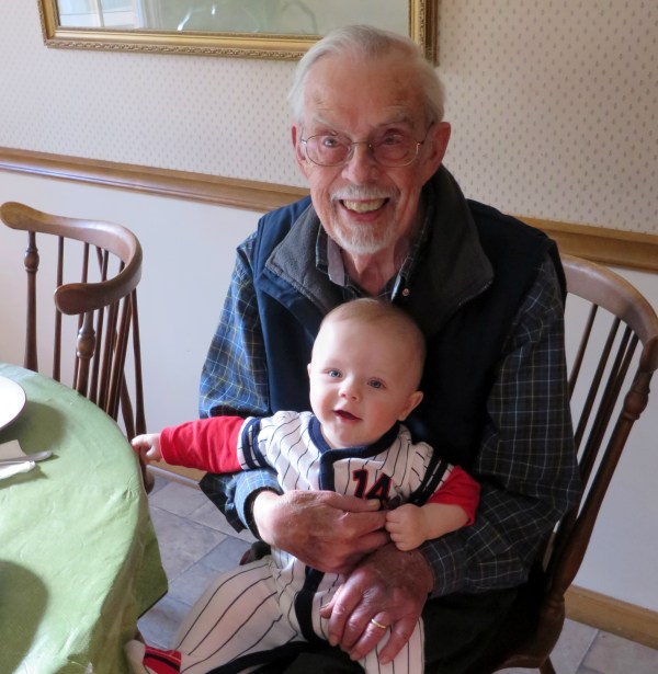 Daddy with Grady, January 2014 - only 85 years difference between them !