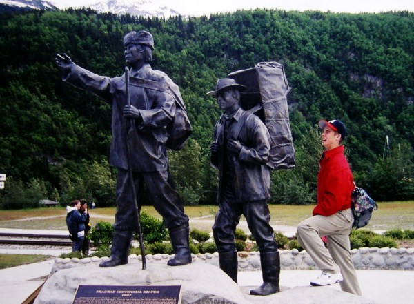 Drew ventures forth on the Yukon trail, if only in imagination. Skagway, Alaska, June 2000