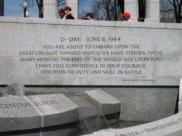 D-Day troops suffered ten times more casualties than their enemies, but they managed to turn the tide of the war. National World War II Memorial, Washington, DC, March 2005.