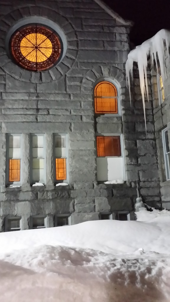 Susan took this after choir practice; I think it's in New Hampshire. March 2015