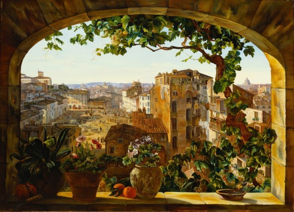 Carl von Bergen takes us to the Piazza Barberini, Rome, 1830 Public domain work, via Wikimedia Commons