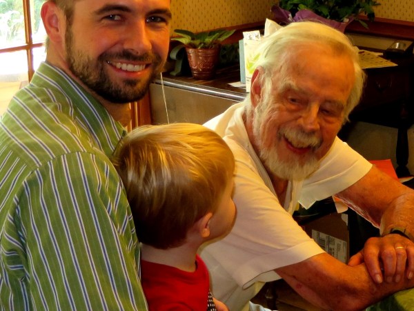 Full hearts, few words: Grady and Daddy communicate. This is their last photo together; Daddy died nine days later. August 26, 2015