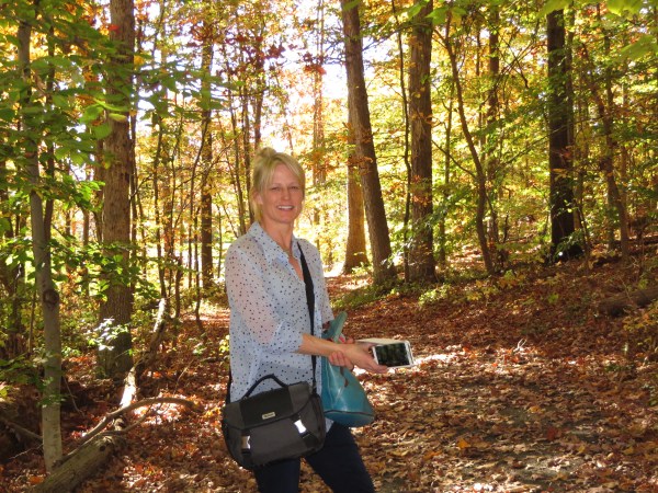Ever patient with my compulsive photo taking, Susan paused for another photo during our woodland walk.