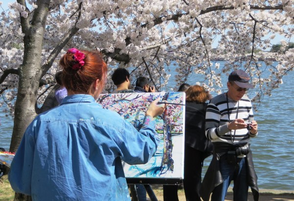 Creativity can blossom anywhere, as this artist knows. Washington DC, April 2015