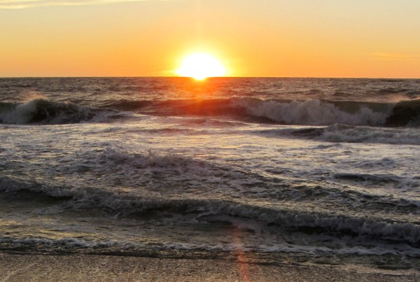 The sun sets over a restless sea, Captiva Island, Florida, January 2013.