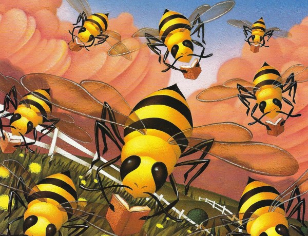 This artwork was copied from an old book catalog leftover from my days as a librarian. I was unable to find out who the owner of the image might be.