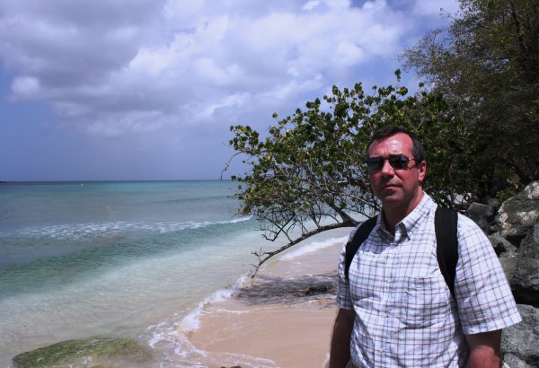 Praise be for blessings great and small, present and remembered. Jeff enjoys the beauty of Pigeon Point, Tobago, March 2010.