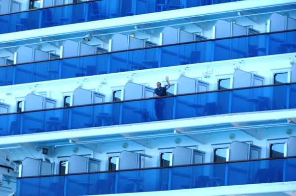 A memory of my heart for which I'll always be grateful. Jeff waves from our stateroom balcony, Mexico, January 2015.