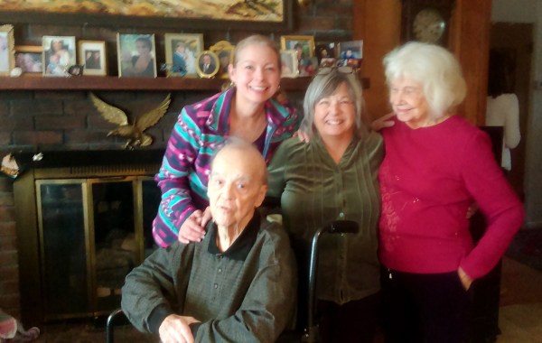 The photo is a bit blurry, ut the love comes through. With Betty Jo and Tuffy, December 2016